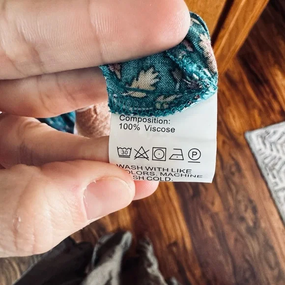 Floral Teal and Orange Women's Dress - Picture 5 of 6